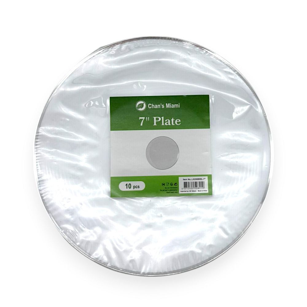 Silver Rim Clear Plates 10pcs