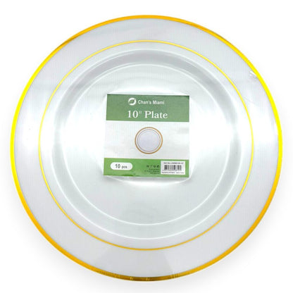 Double Gold Rim Plates 10pcs