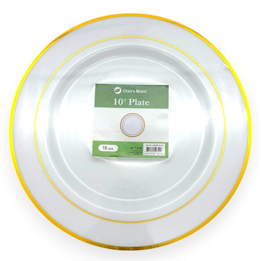 Double Gold Rim Plates 10pcs