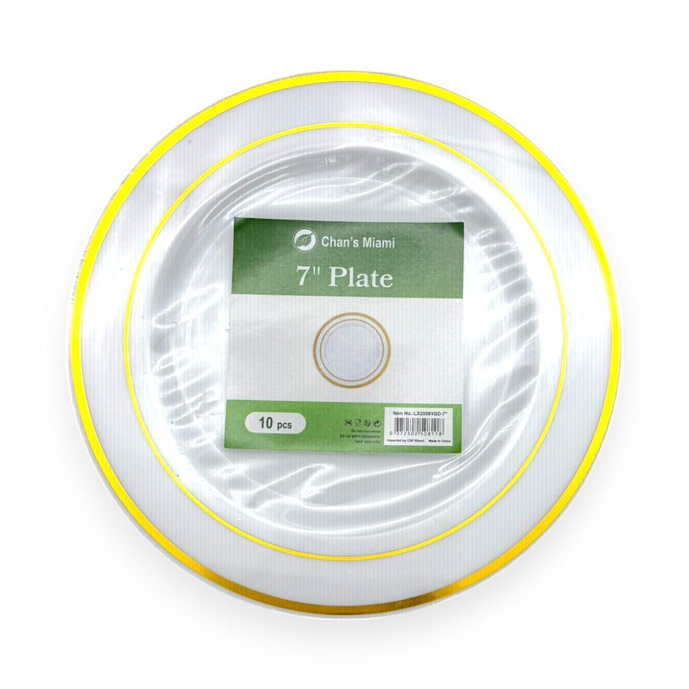 Double Gold Rim Plates 10pcs