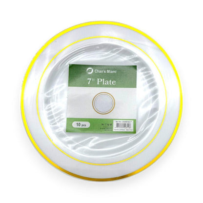 Double Gold Rim Plates 10pcs