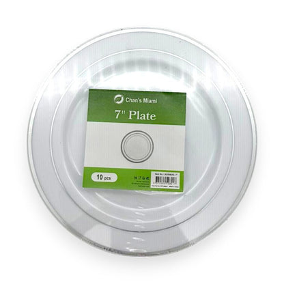 Double Silver Rim Plates 10pcs