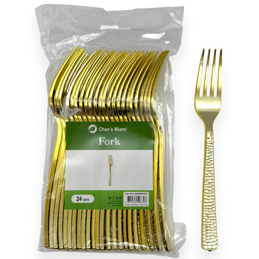 Hammered Metallic Forks 24pcs
