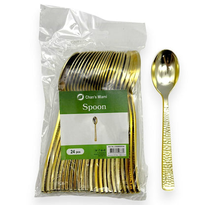 Hammered Metallic Spoon 24pcs
