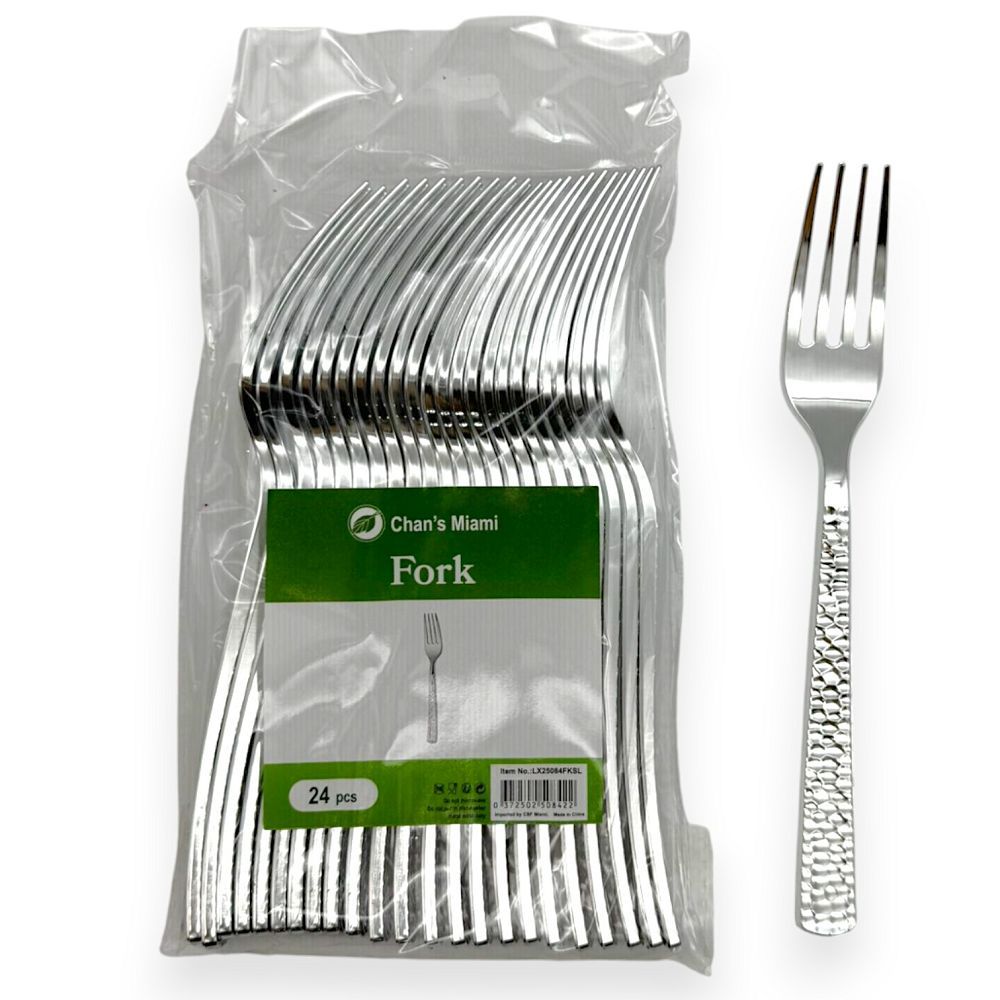 Hammered Metallic Forks 24pcs