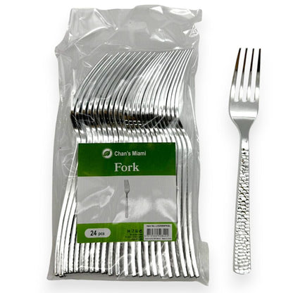 Hammered Metallic Forks 24pcs