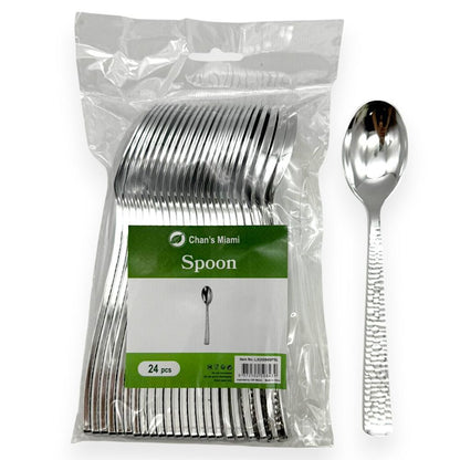 Hammered Metallic Spoon 24pcs