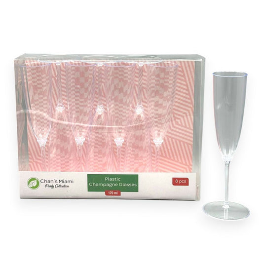 Plastic Champagne Glasses – 8PC Set (170ml)
