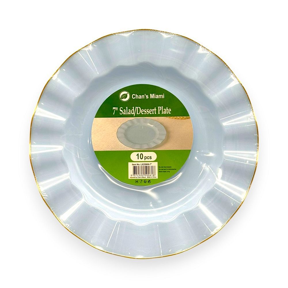 Blue Plates with Gold Rim 10pcs