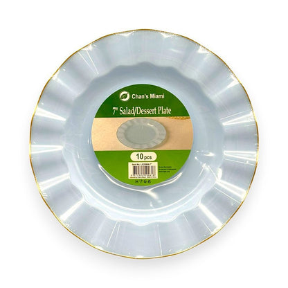 Blue Plates with Gold Rim 10pcs