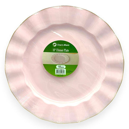 Pink Plates with Gold Trim 10pc