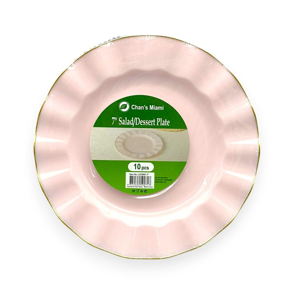 Pink Plates with Gold Trim 10pc