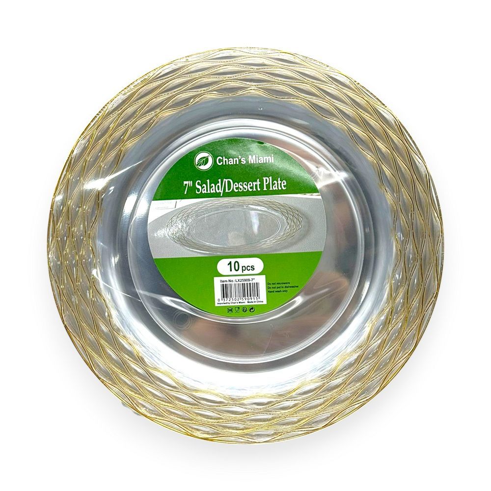 Clear Plates with Gold Swirl Rim 10pc