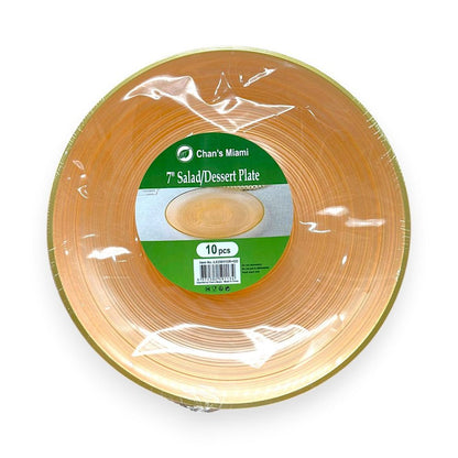 Orange Plastic Plates with Gold Rim 10pcs