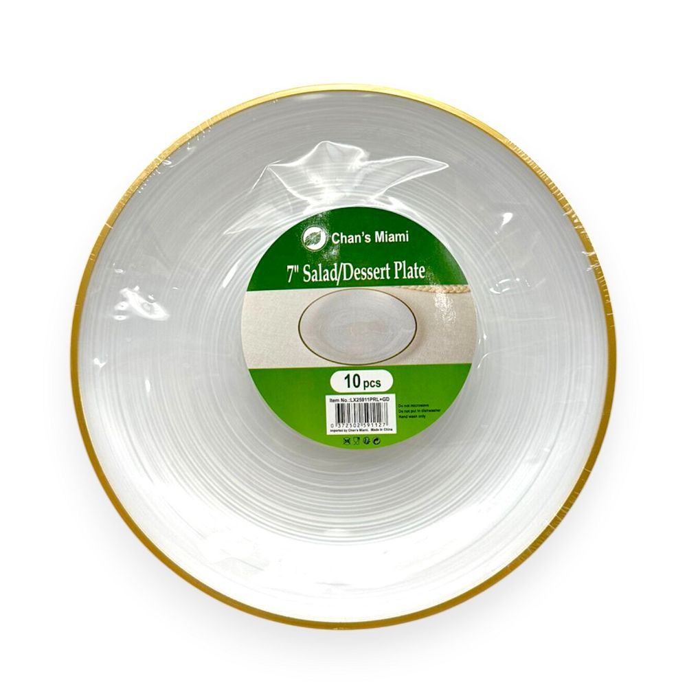 Pearl White Plates with Gold Rim 10pcs