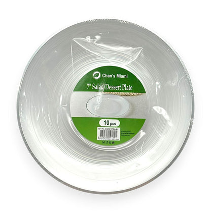 Pearl White Plates with Silver Rim 10pcs