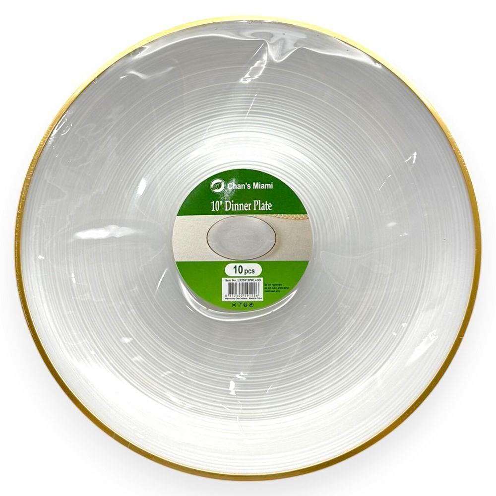 Pearl White Plates with Gold Rim 10pcs