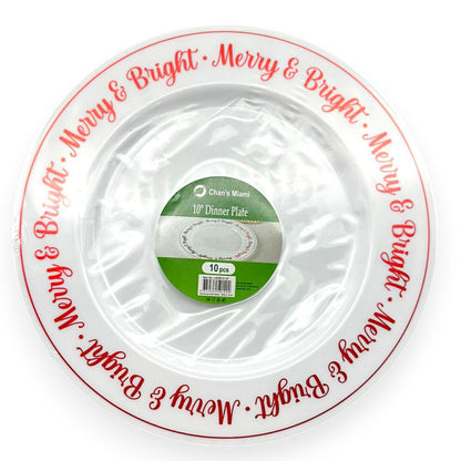 “Merry & Bright” Holiday Plates 10pcs