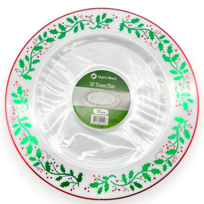 Holly Christmas Plates 10pcs