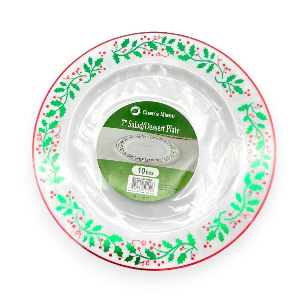 Holly Christmas Plates 10pcs