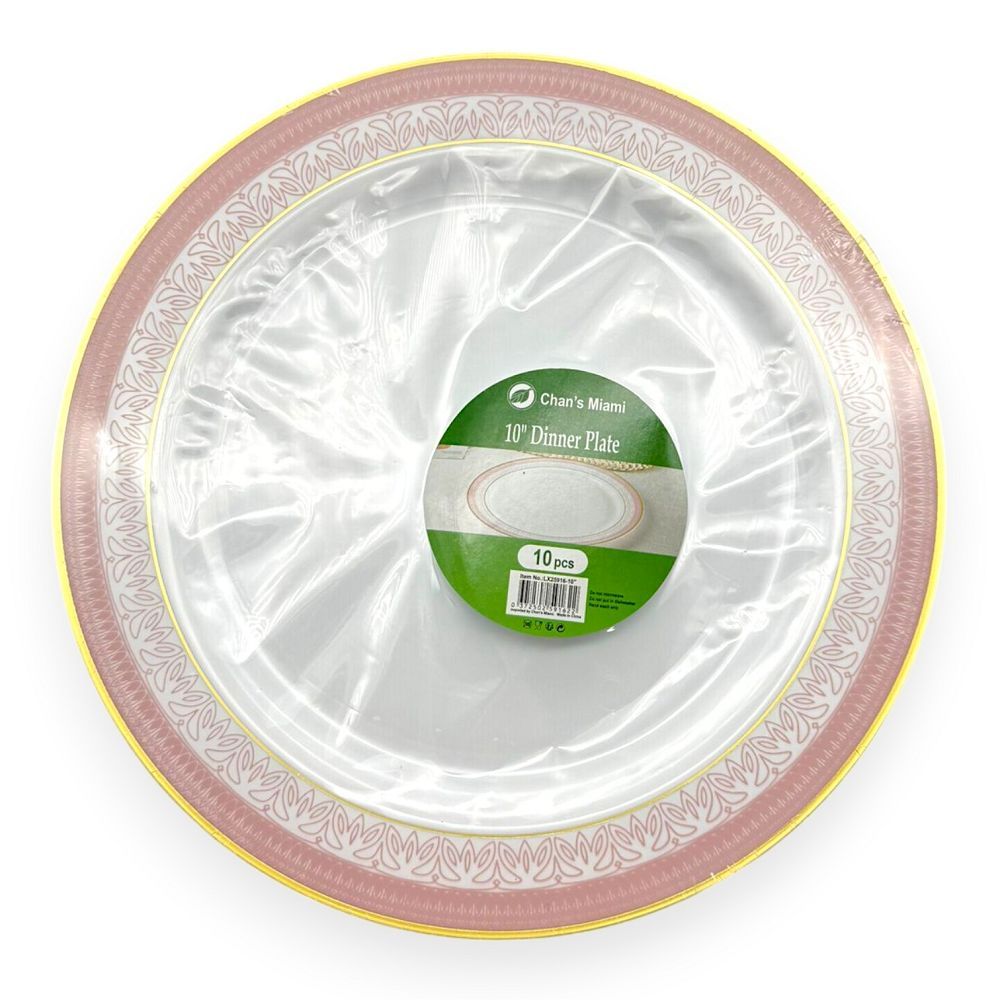 Elegant Pink & Gold Plates 10pcs