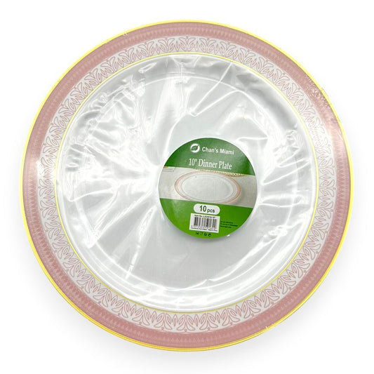 Elegant Pink & Gold Plates 10pcs
