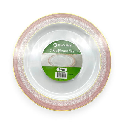 Elegant Pink & Gold Plates 10pcs