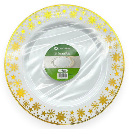 Gold Snowflake Holiday Plates 10pcs
