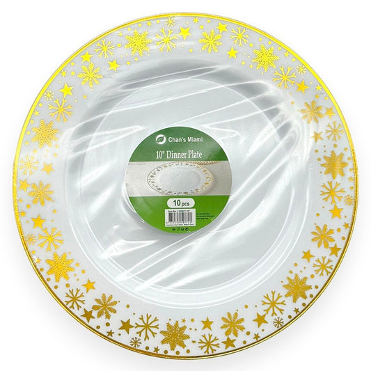Gold Snowflake Holiday Plates 10pcs