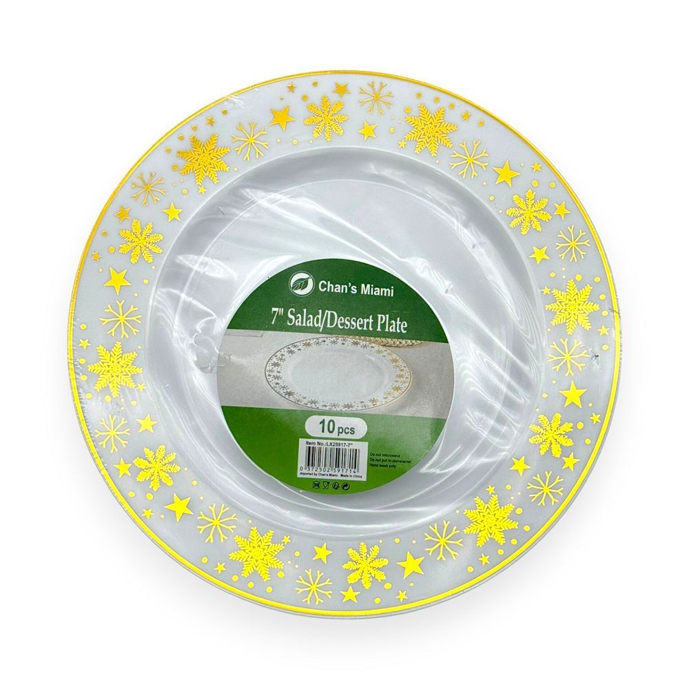 Gold Snowflake Holiday Plates 10pcs