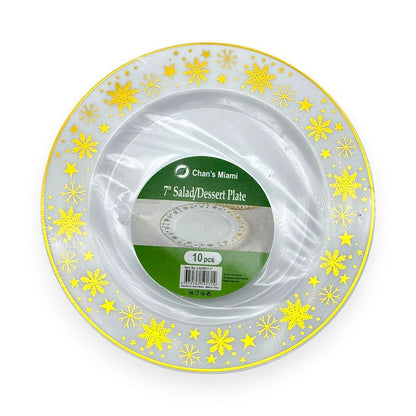 Gold Snowflake Holiday Plates 10pcs