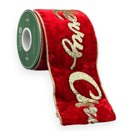 Red Velvet “Merry Christmas” Glitter 4"X5YD