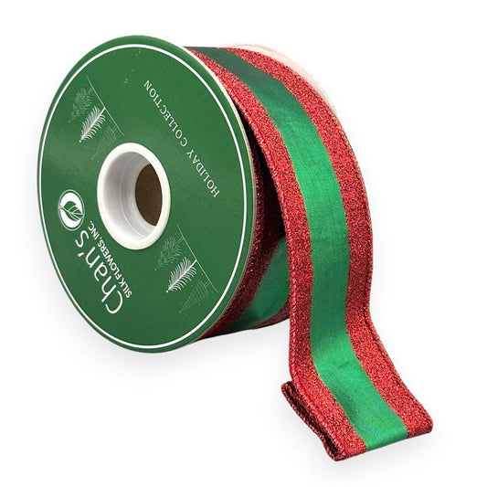 Red & Green Glitter Stripe 2.5"X5YD