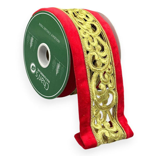 Regal Red & Gold Holiday Ribbon 4"x 5YD