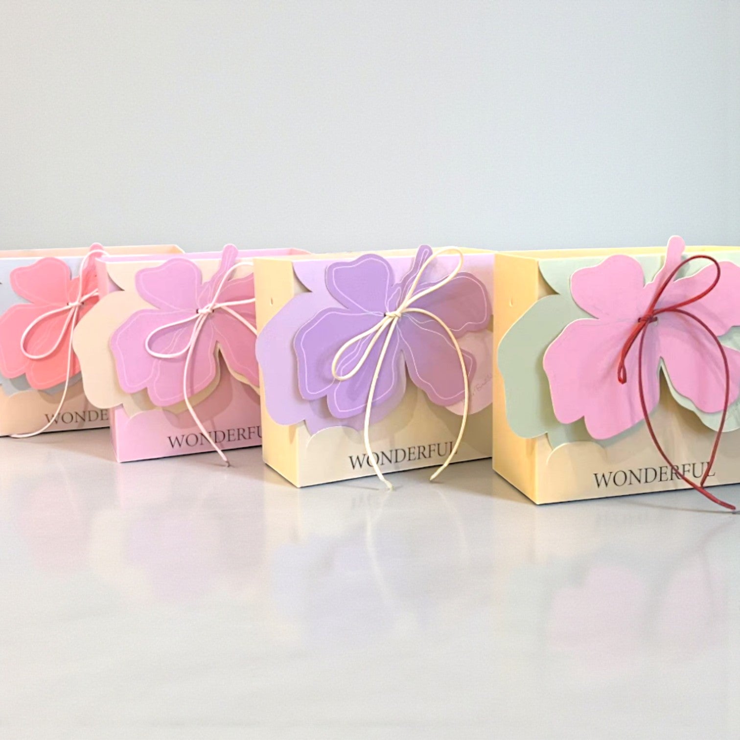 Paper Gift Box with Butterfly Bow – Set of 5
