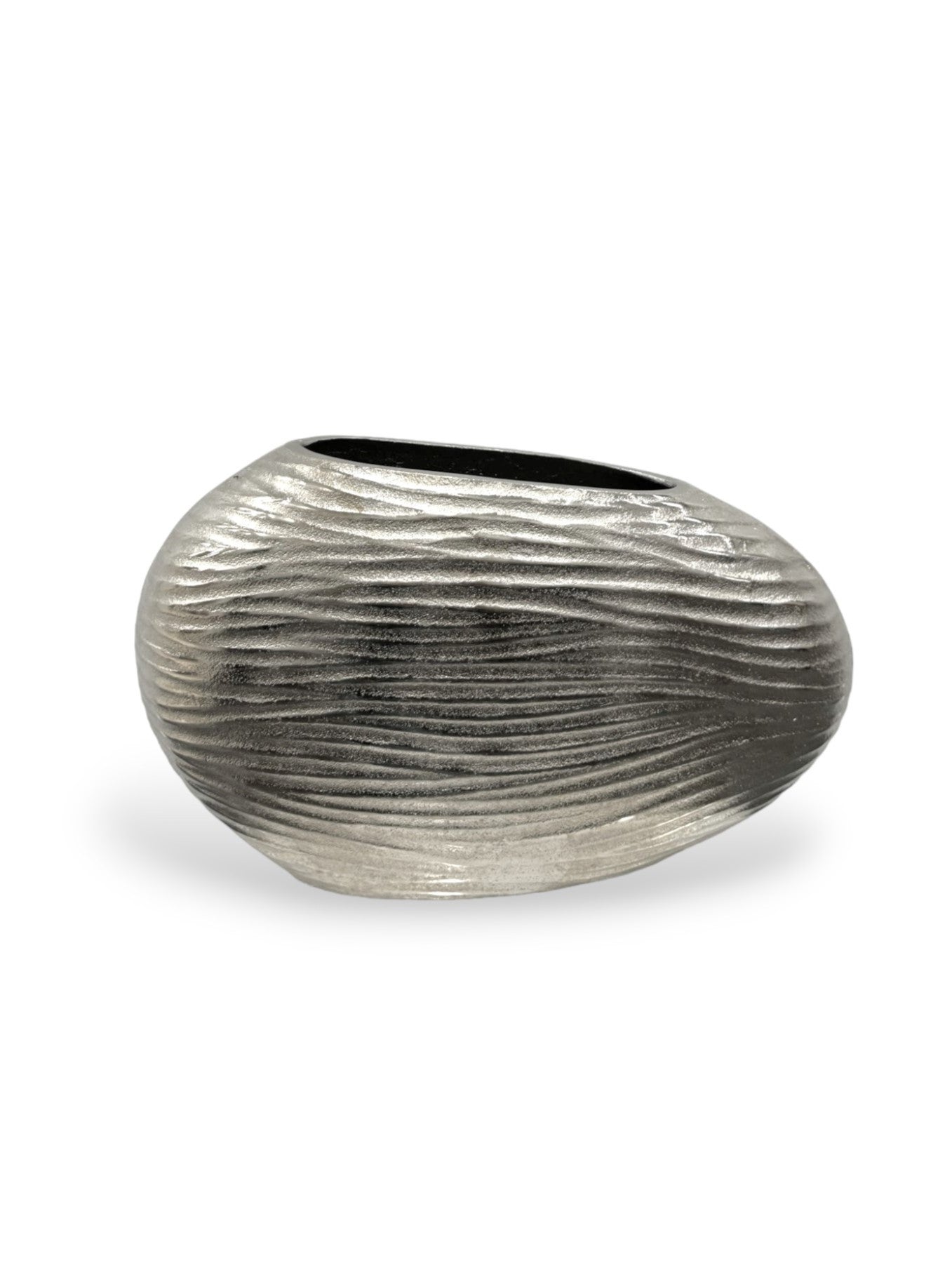 Gift Company Saigon Planter con Anello Metallico M Flowerpot Grigio Scuro Argento H17cm