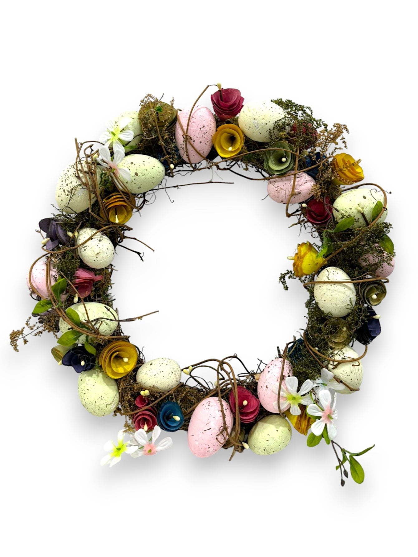 EASTER WREATH W/EGGS N FLOWERS