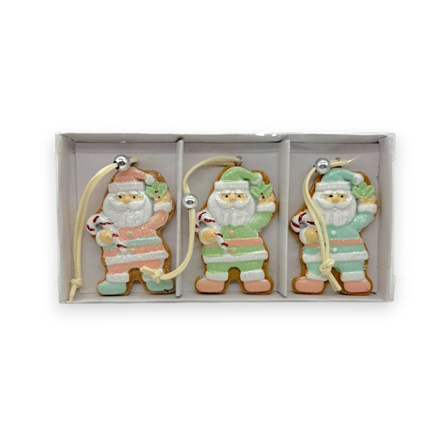 XMS ORN 3" SANTA 3PC/BX