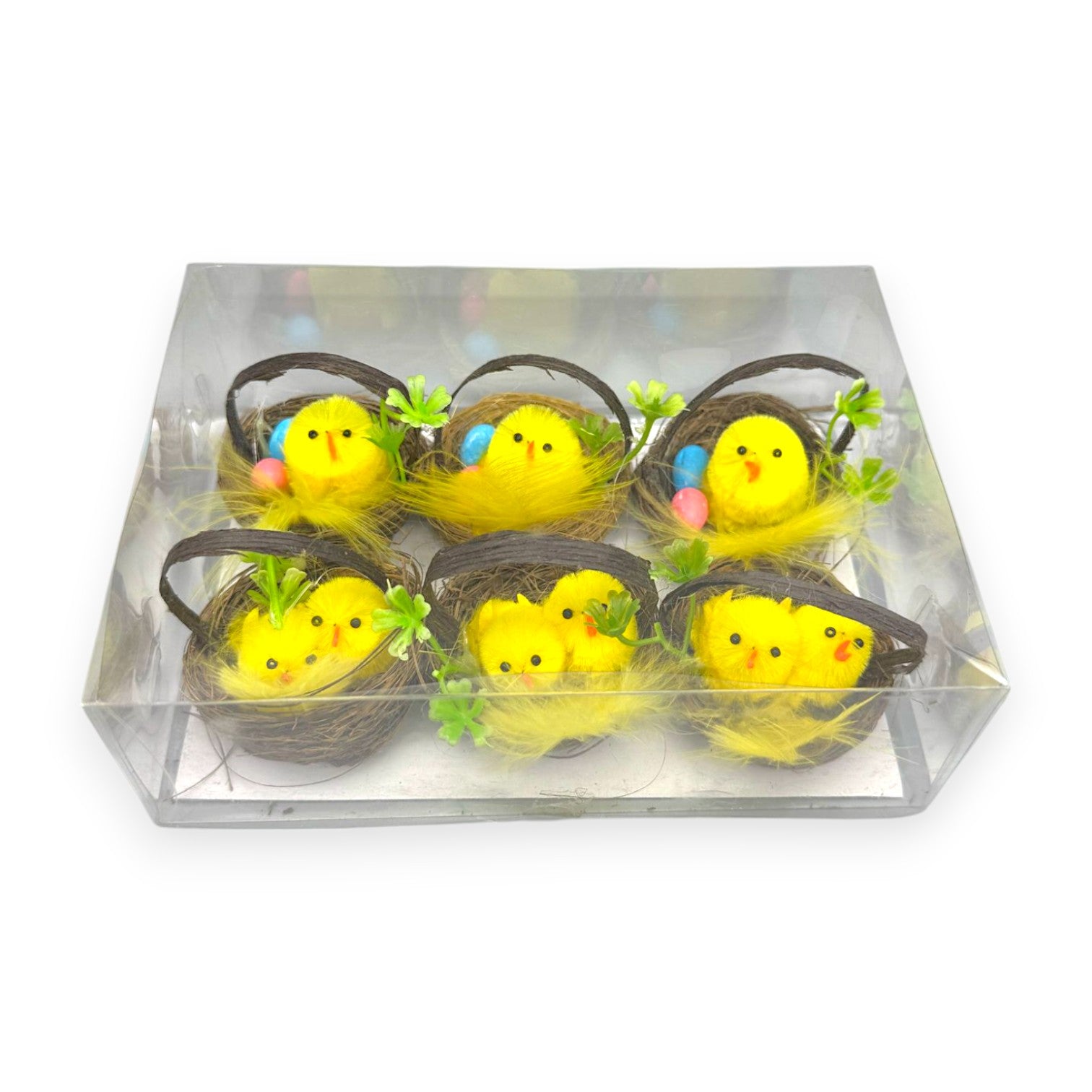 EASTER CHICK IN NEST BASKET 6PCS