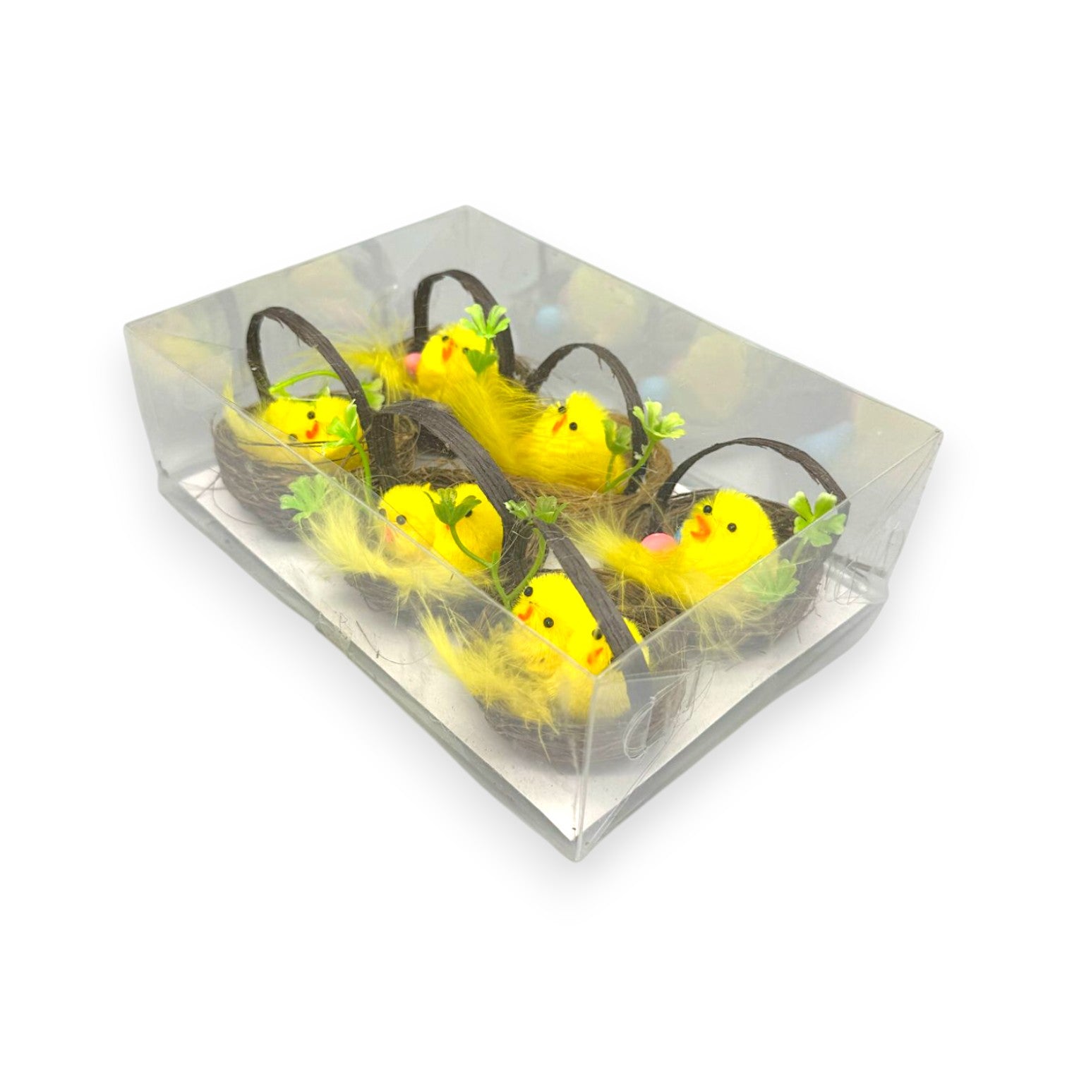 EASTER CHICK IN NEST BASKET 6PCS