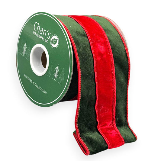 Red & Green Velvet Ribbon 4"x 5YD