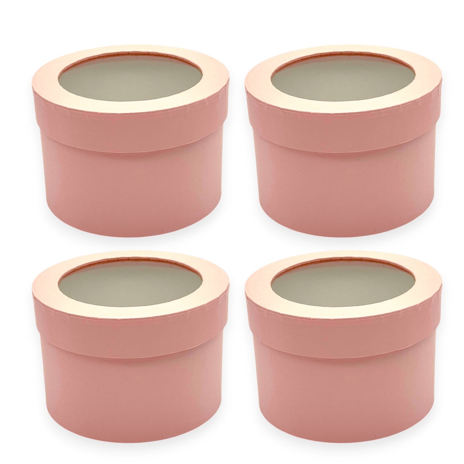 Round Gift Boxes with Clear Lid – Set of 4
