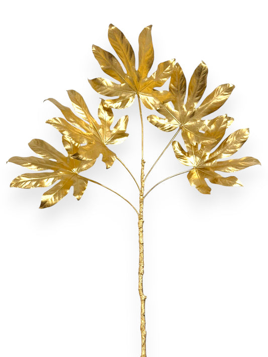 Gold Fatsia Leaves Spray x5 – 39"
