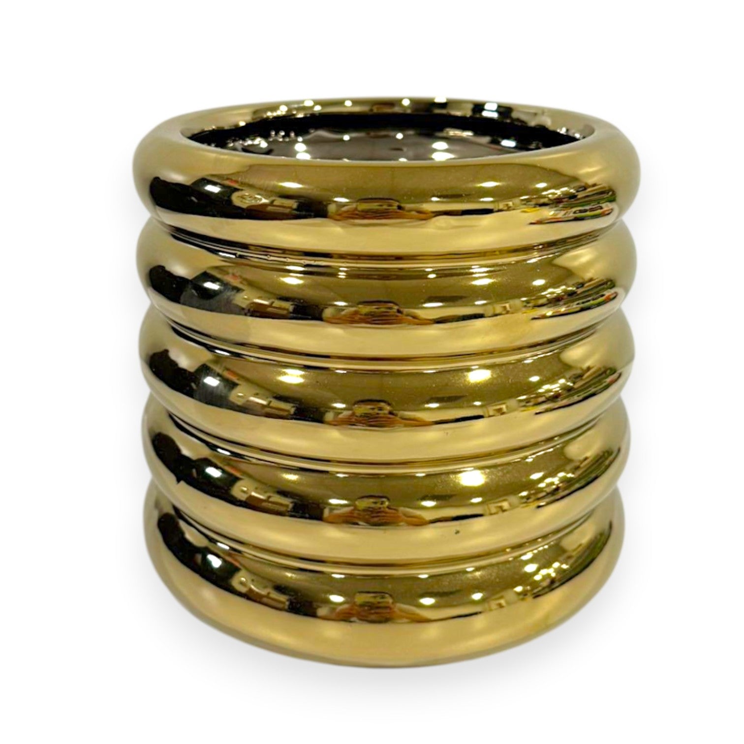 Ceramic Ribbed Vase 6"