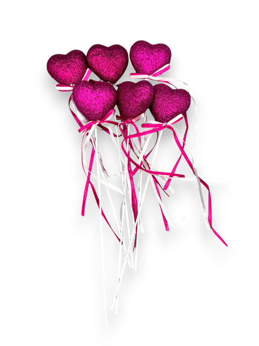 HEART PICK GLITTER 6PCS
