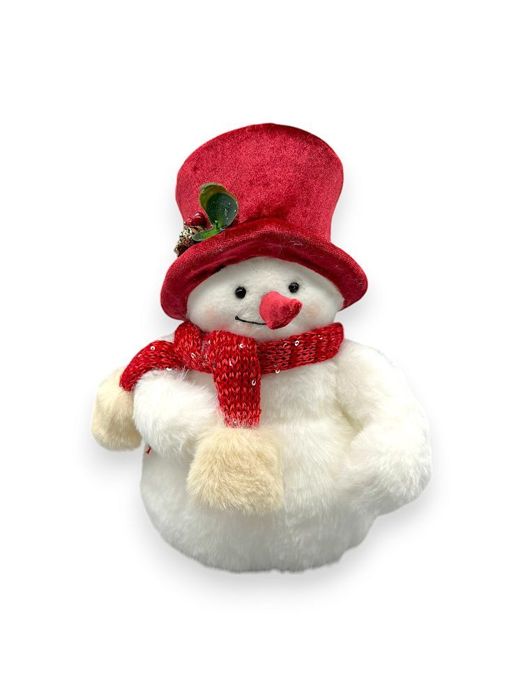 FLUFFY SNOWM W/TOP HAT 10IN