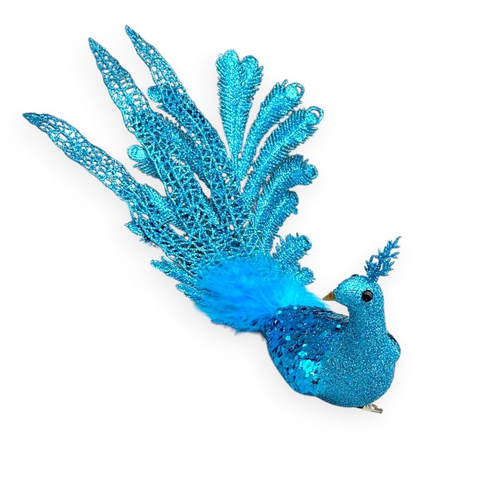 Peacock With Feather Tail Clip-On 12"