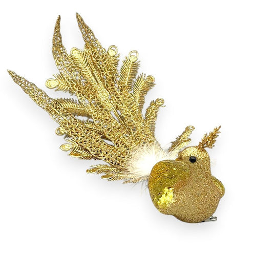 Peacock With Feather Tail Clip-On 12"