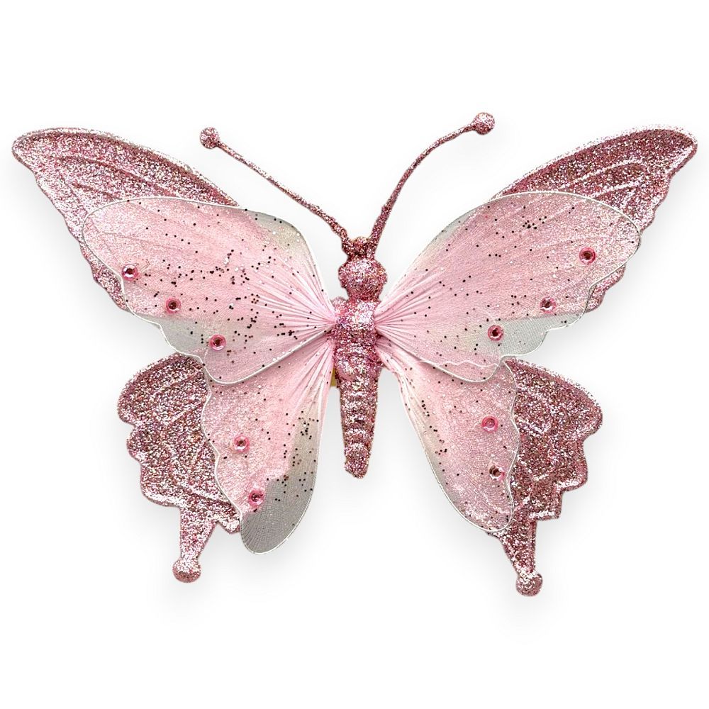 Rhinestone Butterfly Clip-On 9"