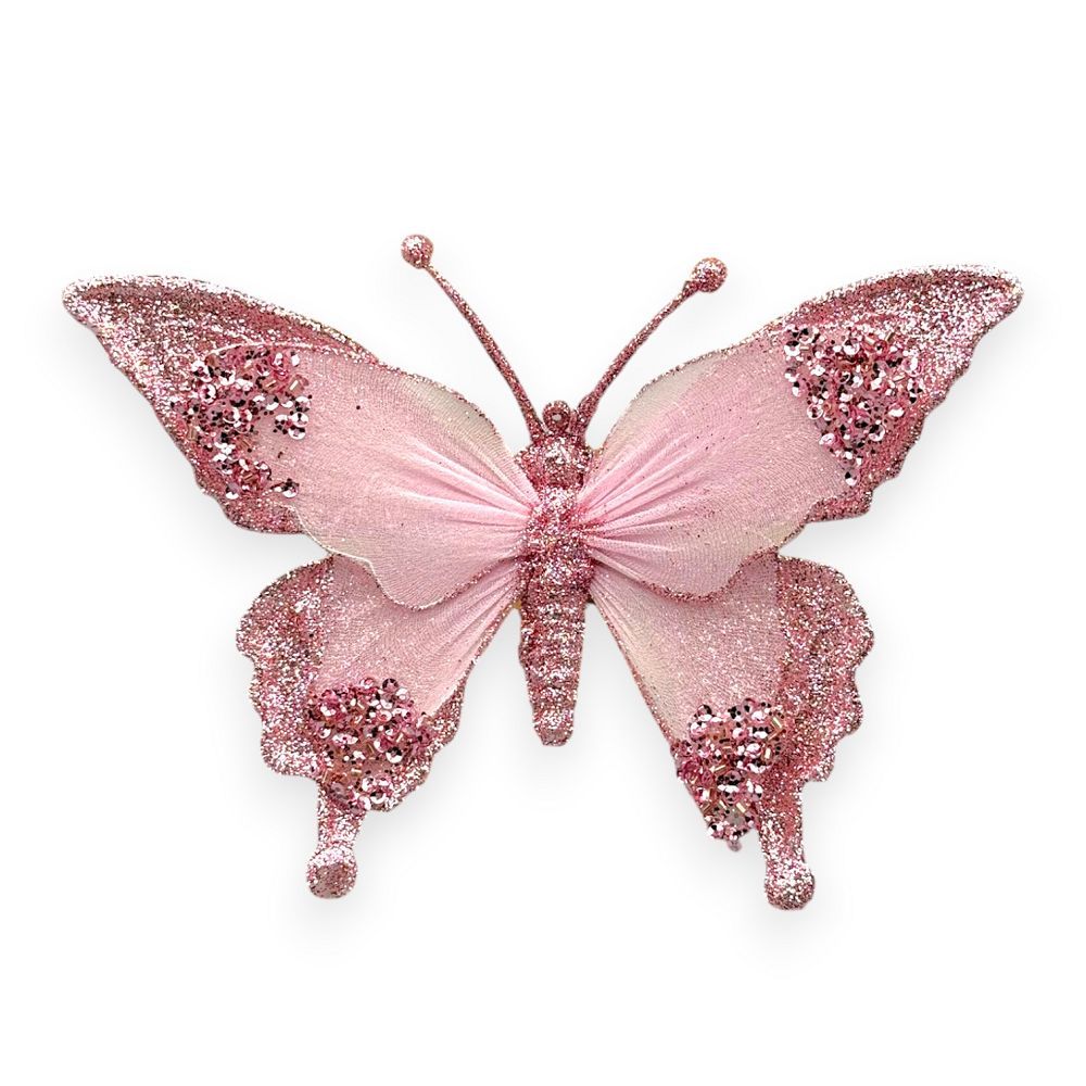 Glitter Butterfly Clip-On 7"